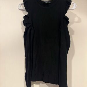 White House Black market, cold shoulder ruffled sweater,